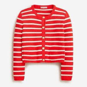 J.Crew Emilie Sweater Lady Jacket in Red Stripe, Size S